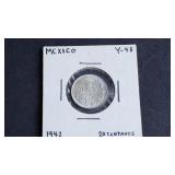 1942 20 Centavos from Mexico 72% Silver