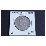 1953 1/2 Balboa From Panama 90% Silver