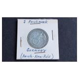 1938 J 2 Reichsmark Swastika Germany 62.5% Silver