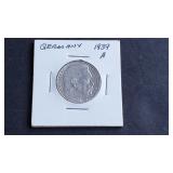 1939 A 2 Reichsmark Swastika Germany 62.5% Silver