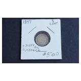 1897 5 Cents Victoria From Canada 92.5% Silver