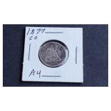 1877 CC Seated Liberty Dime