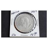1957 Peso Centenario Constitucion 10% Silver