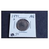 1891 S Seated Liberty Dime