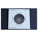 1900 5 Cents Victoria From Canada 92.5% Silver