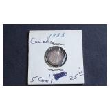 1885 5 Cents Victoria From Canada 92.5% Silver