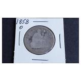 1858 O Seated Liberty Quarter