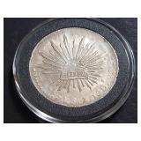 1890 Zs FZ 8 Reales Zacatecas, Mexico 90.3% Silver