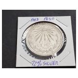 1943 UN Peso From Mexico 72% Silver