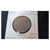 1937 50 Centavos from Mexico 72% Silver