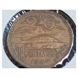 1944 20 Centavos From Mexico