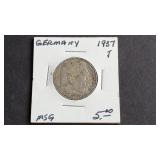 1937 J 2 Reichsmark  Swastika Germany 62.5% Silver