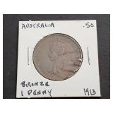 1913 Penny From Australia High Grade