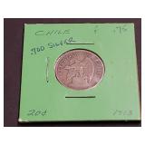 1913 20 Centavos From Chile 40% Silver