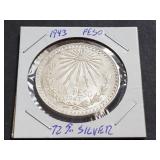 1943 UN Peso From Mexico 72% Silver