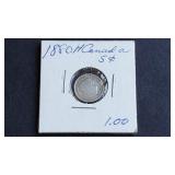 1880 H 5 Cents Victoria From Canada 92.5% Silver
