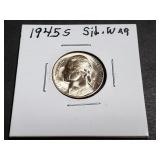 1945 S Silver Wartime Jefferson Nickel High Grade