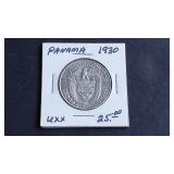 1930 1/2 Balboa From Panama 90% Silver