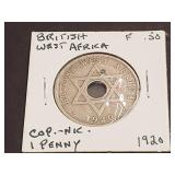 1920 1 Penny From British West Africa