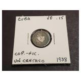 1938 1 Centavos From Cuba