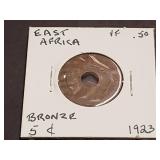1922 5 Cents From East  Africa