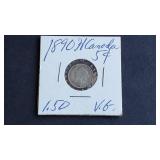 1890 H 5 Cents Victoria From Canada 92.5% Silver