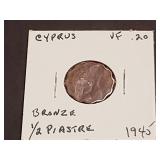 1945 1/2 Piastre From Cyprus