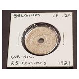 1921 25 Centimes From French Belgium