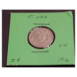 1916 2 Centavos From Cuba