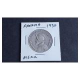1930 1/2 Balboa From Panama 90% Silver