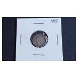 1893 5 Cents Victoria From Canada 92.5% Silver
