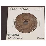 1922 10 Cents From East Africa