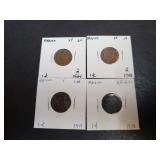 1911, 1913, 1947 & 1948 1 Centavo From Mexico
