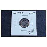1896 5 Cents Victoria From Canada 92.5% Silver
