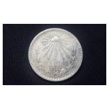 1922 UN Peso 72% Silver From Mexico