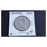 1953 1/2 Balboa From Panama 90% Silver