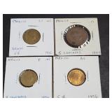 1944, 1966, 1970 & 1976 5 Centavos From Mexico
