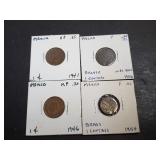 1906, 1941, 1946 & 1954 1 Centavos From Mexico