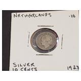 1928 10 Cents From The Netherlands 64% Silver