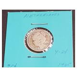 1905 25 Cents From The Netherlands 64% Silver