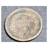 1889 Mo 1 Centavos From Mexico