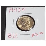 1943 D Silver Wartime Jefferson Nickel High Grade