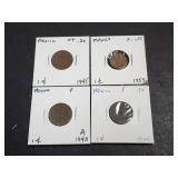 1906, 1943, 1945 & 1959 1 Centavo From Mexico