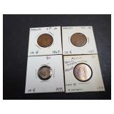 1957, 1959, 1967 & 1977 10 Centavos From Mexico