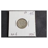 1935 20 Centavos From Mexico 72% Silver