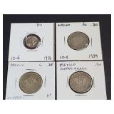 1939, 1945, 1946 & 1976 10 Centavos From Mexico