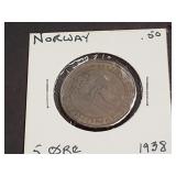 1938 5 Ore From Norway