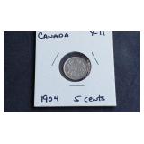 1904 5 Cents Edward VII From Canada 92.5% Silver