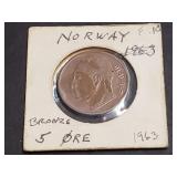 1963 5 Ore From Norway