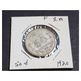 1920 50 Centavos From Mexico  72% Silver